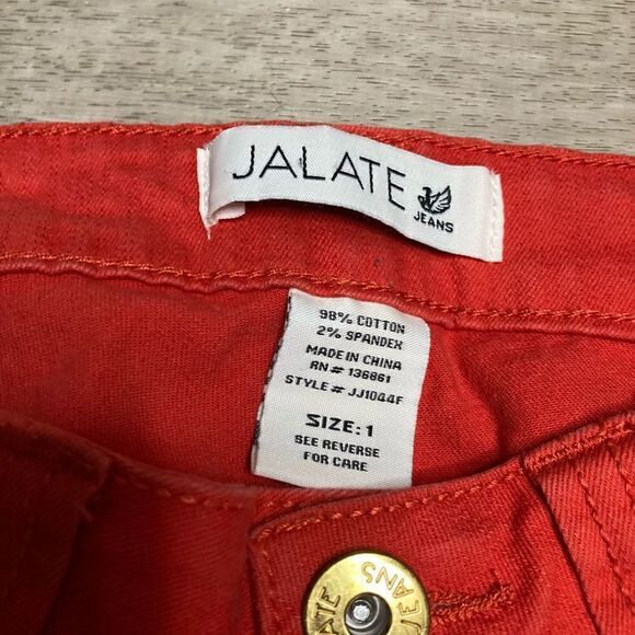 Jalate Jeans in Cool Chili Low Rise Skinny Fit Size 1 Juniors, Hot Red-Orange - Picture 2 of 8